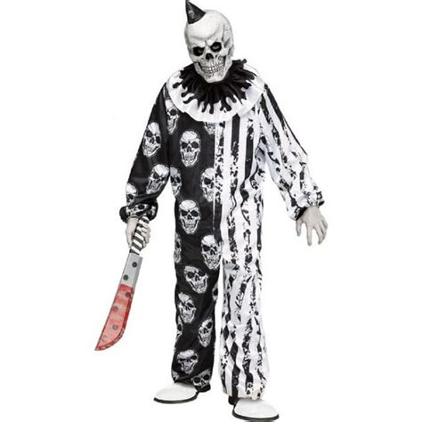 Skele-Klown Skeleton Scary Clown Halloween Costume & Mask Child Medium ...