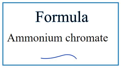 How to Write the Formula for Ammonium chromate - YouTube