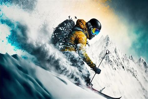 Premium AI Image | A skier is skiing down a snowy mountain.