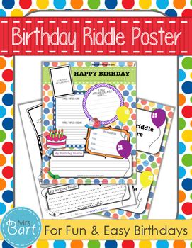 Birthday Riddle Poster- Fun and easy way to celebrate birthdays by Mrs ...