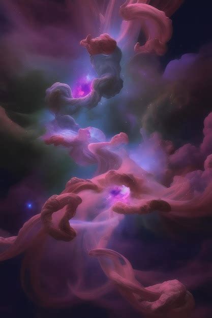 Premium AI Image | A digital painting of a galaxy with a purple and pink nebula in the background.