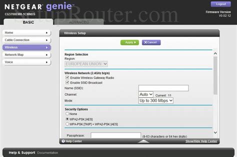 Netgear CG3700EMR-1CMNDS Screenshot BasicWireless