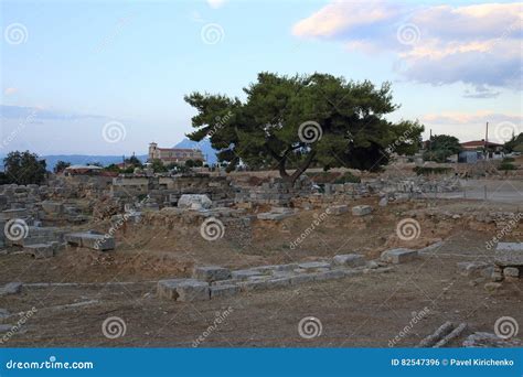 Ruins in Corinth, Greece stock photo. Image of town, stone - 82547396