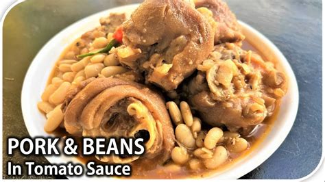 How to cook PORK & BEANS in Tomato Sauce | Paa Ng Baboy na may ...