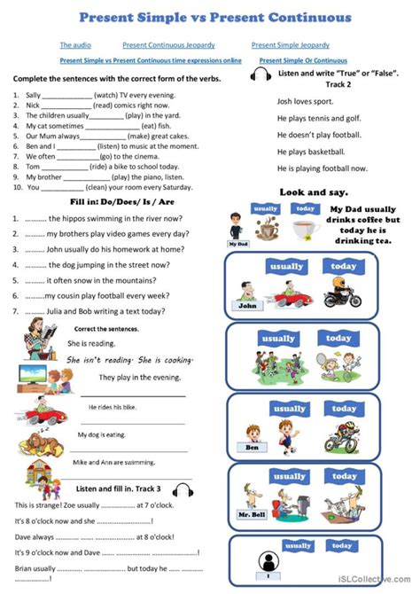 Present Simple vs Present Continuous…: English ESL worksheets pdf & doc