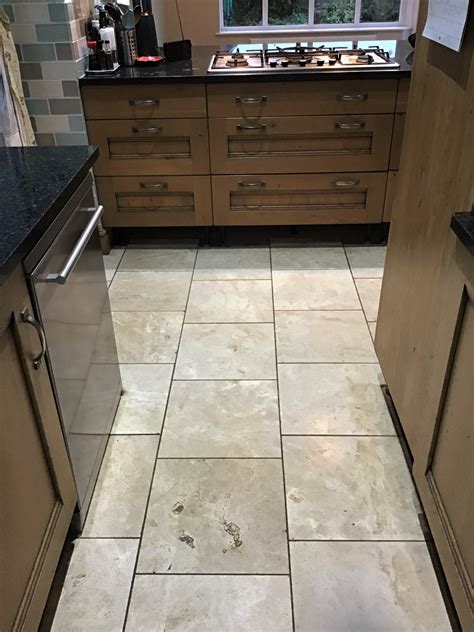 Filling Holes and Renovating a Travertine Kitchen Floor in Northamptonshire - Stone Cleaning and ...