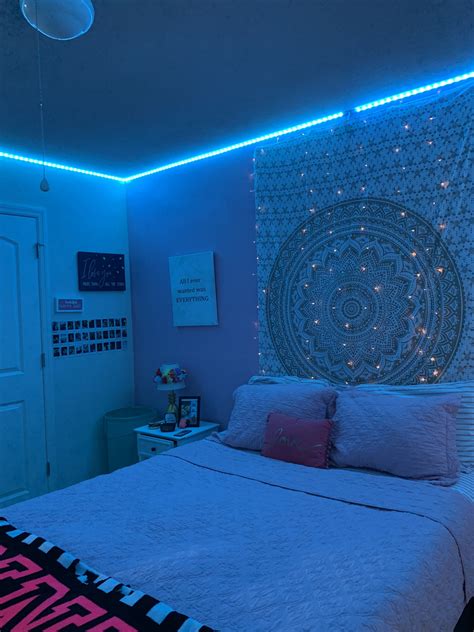 got LED lights and now i’m obsessed :) in 2021 | Light blue bedroom, Grey room ideas bedroom ...