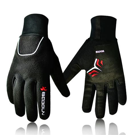 Thermal Men Bicycle Gloves Winter MTB Bike Full Finger Windproof Fleece Cycling Gloves ...