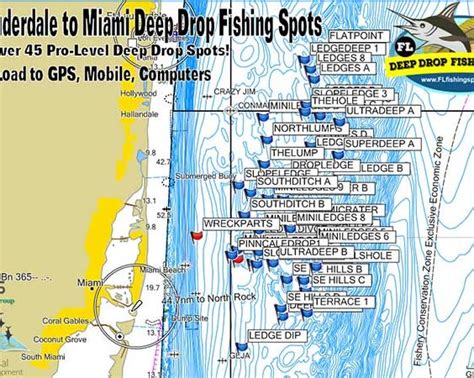 Fort Lauderdale to Miami Florida Deep Drop Fishing Spots - Florida Fishing Maps and GPS Fishing ...