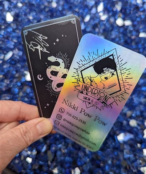 Holographic Foil Business Cards Fancy & Magical Silk Business Cards for Tattoo Artists, Hair ...