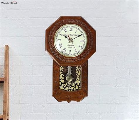 Buy Pendulum Wooden Carved Analog Vintage Wall Clock Online in India at Best Price - Modern ...