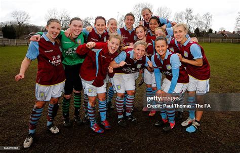 Aston Villa players celebrate at full time of the FA Women's Premier ...