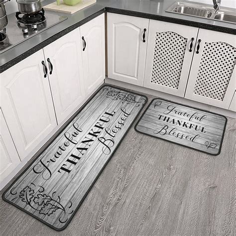 Grateful Thankful Blessed Kitchen Rugs Set 2Pcs Non Slip Kitchen Floor Rug and Mat Waterproof ...