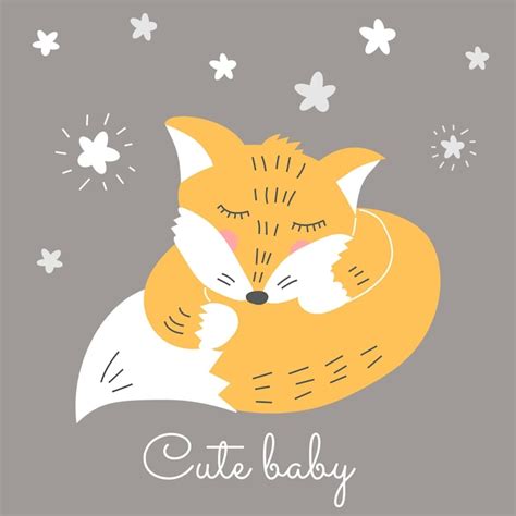 Premium Vector | The fox cub is sleeping