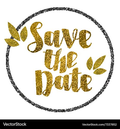 Save the date golden glitter wedding invitation Vector Image