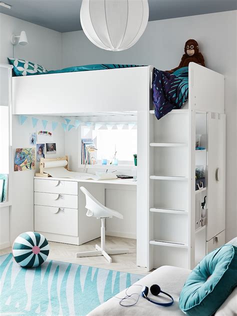 SMÅSTAD Loft bed - white white/with desk with 4 drawers - IKEA