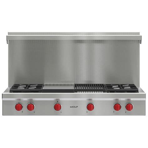 Wolf 48 in. Natural Gas Cooktop with 4 Sealed Burners, Grill & Griddle - Stainless Steel | P.C ...