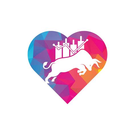 Trade Bull heart shape concept logo design. Bullish Trader Logo. Forex ...