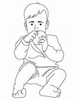 Boy Eating Coloring Page Pages sketch template