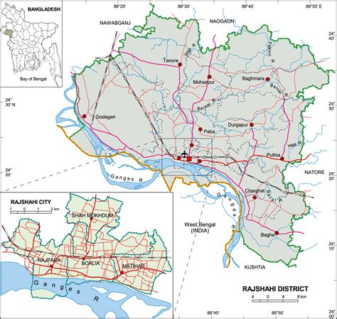 Maps of Bangladesh: Political Map of Rajshahi District