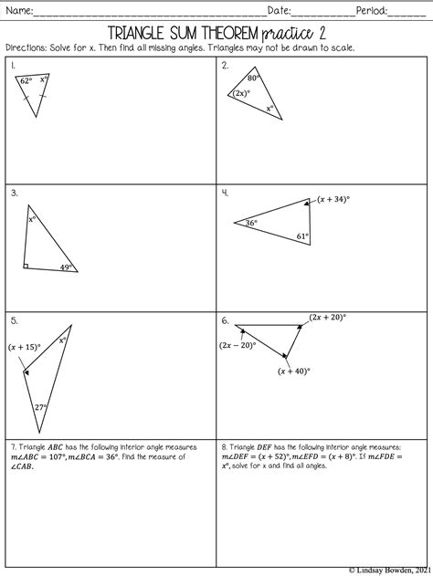 Triangle Angle Sum Worksheet - Abhayjere.com