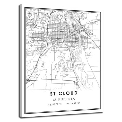 St Cloud map print poster canvas St Cloud Minnesota city map | Etsy