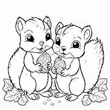 Download Two Cartoon Squirrels Holding Pine Cones Coloring Pages Online  sketch template