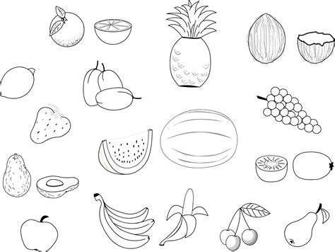 Fruits and vegetables coloring page for kids - Fruits And Vegetables ...