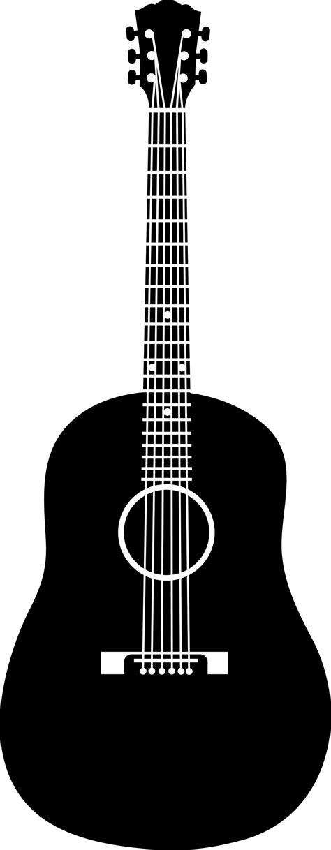 Black Acoustic Guitar Silhouette - Free Clip Art