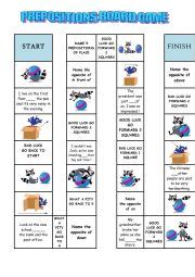 Prepositions of place. Board game. - ESL worksheet by Maruka