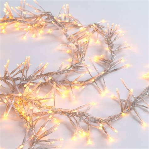 Cluster Garland String Light - 440 Warm White LED Lights, 11 Foot Clear Strand, Plug In ...