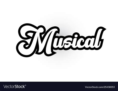 Black and white musical hand written word text Vector Image