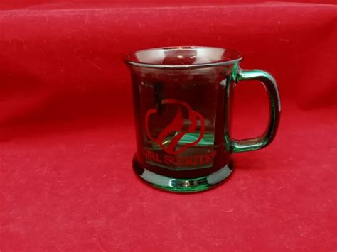 VINTAGE 1960'S GIRL Scouts Green Logo Glass Coffee Cup mug made in USA $20.13 - PicClick