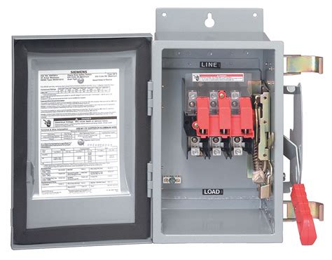 SIEMENS Solar Safety Disconnect Switch, Fusible, 200 A Amps, 600V AC/DC Voltage, Negative, 3 ...