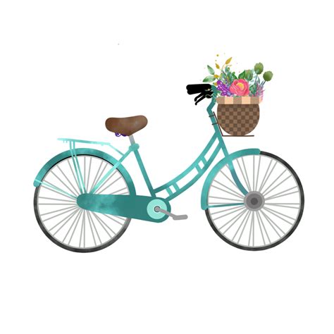 Cute Bicycle Illustration with Flower 12001773 PNG