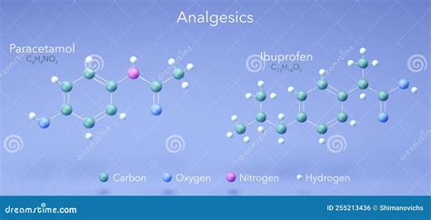 Analgesics - Ibuprofen, Paracetamol, Molecular Structures, 3d Model ...