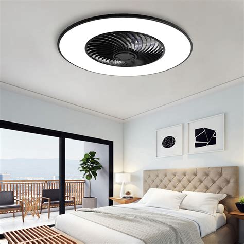 Buy Ceiling Fan with Light Modern Bladeless Low Profile Ceiling Fan with Remote Control Smart ...