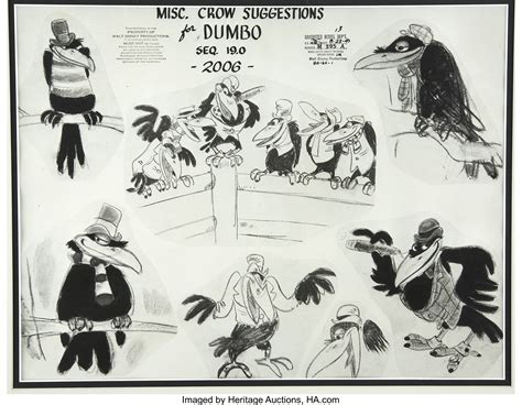 "Dumbo" Crows Model Sheet Production Art (Disney, 1941).... | Lot ...