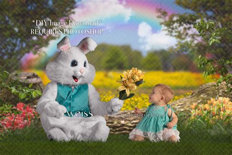 Easter Bunny Spring Flowers Digital Background Backdrop JPG - Etsy