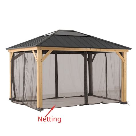 Sunjoy 156.89-in x 86.61-in Brown Gazebo Replacement Netting in the ...