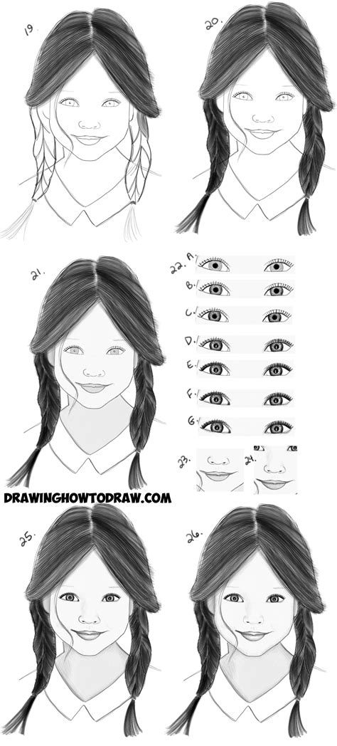 How to Draw a Realistic Cute Little Girl’s Face/Head Step by Step Drawing Tutorial for Beginners ...