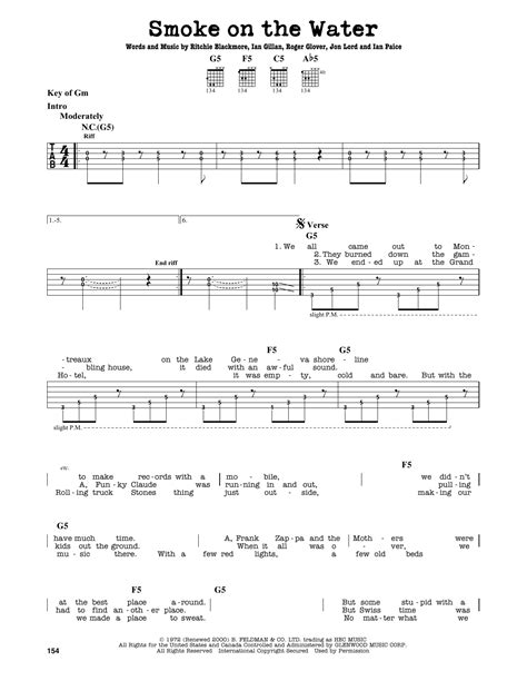 Smoke On The Water by Deep Purple - Guitar Lead Sheet - Guitar Instructor