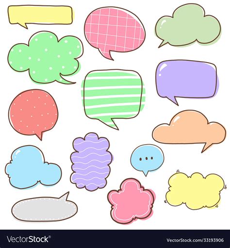 Doodle cartoon bubble set blank talk box colorful Vector Image