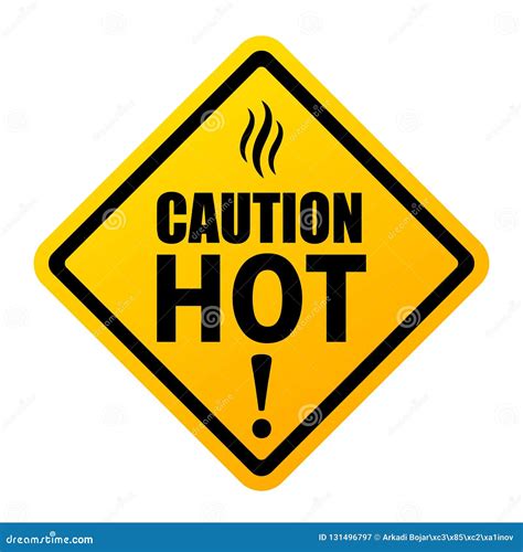 Caution hot vector sign stock vector. Illustration of label - 131496797