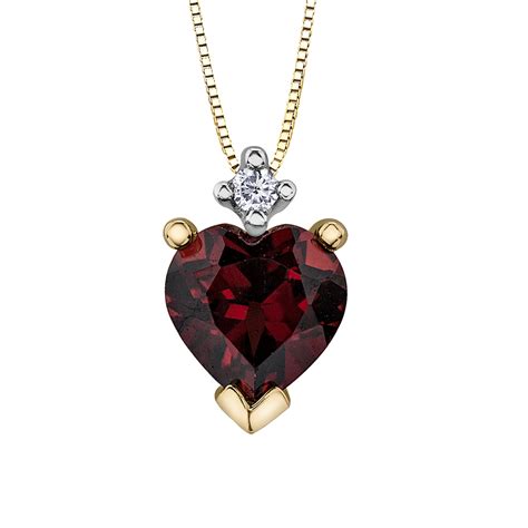 Heart Shape Diamond and Garnet Pendant in 10K Yellow Gold – Ann-Louise Jewellers Website