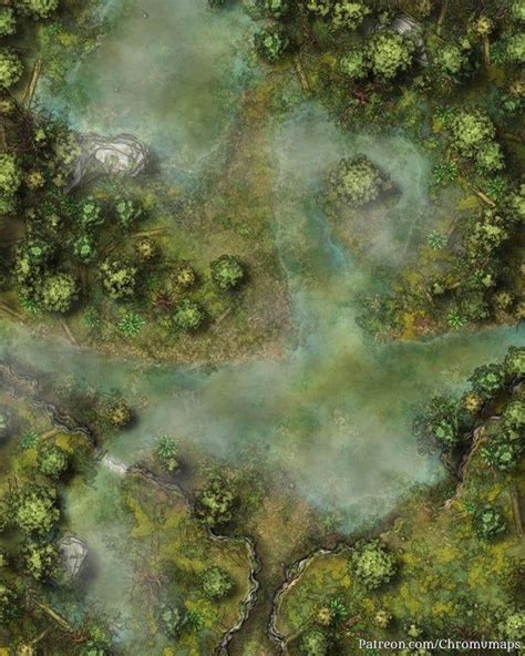 Forest Creek - Swamp Variant [32x40] : battlemaps | Rpg map, Mapas do dungeon, Mapas medievais