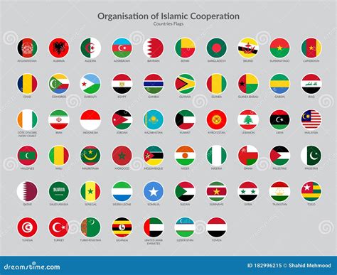 Organisation Of Islamic Cooperation Countries Flag Icons Collection Cartoon Vector ...