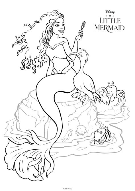 The Little Mermaid movie 2023 coloring pages with Ariel Halle Bailey ...