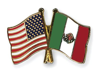 Crossed Flag Pins USA-Mexico Flags