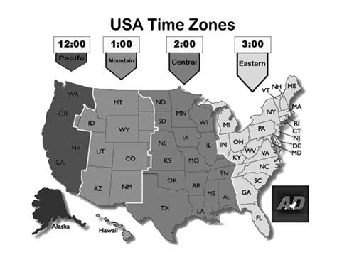 Time Zone Map Black And White Us States Map | My XXX Hot Girl